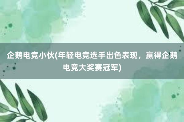 企鹅电竞小伙(年轻电竞选手出色表现，赢得企鹅电竞大奖赛冠军)