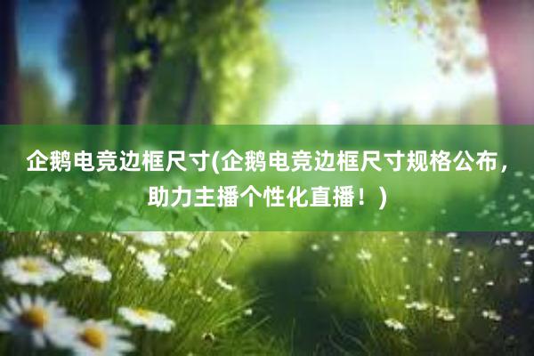 企鹅电竞边框尺寸(企鹅电竞边框尺寸规格公布，助力主播个性化直播！)