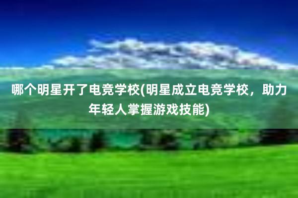 哪个明星开了电竞学校(明星成立电竞学校，助力年轻人掌握游戏技能)