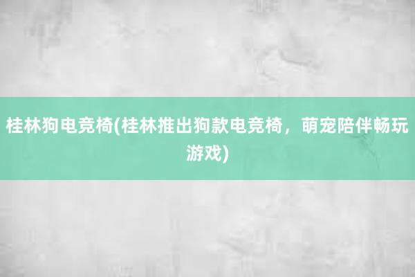 桂林狗电竞椅(桂林推出狗款电竞椅，萌宠陪伴畅玩游戏)