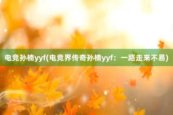 电竞孙楠yyf(电竞界传奇孙楠yyf：一路走来不易)