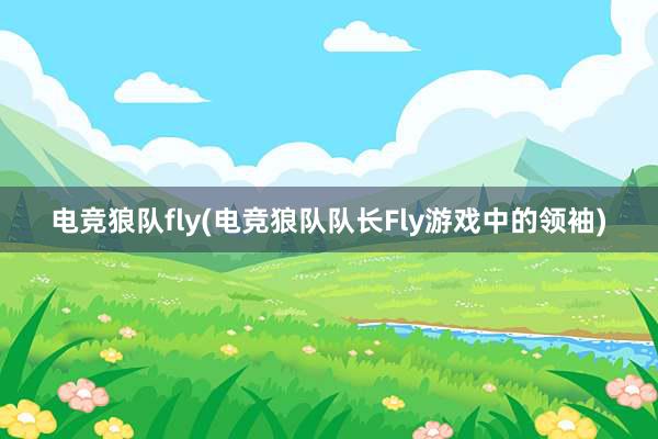 电竞狼队fly(电竞狼队队长Fly游戏中的领袖)