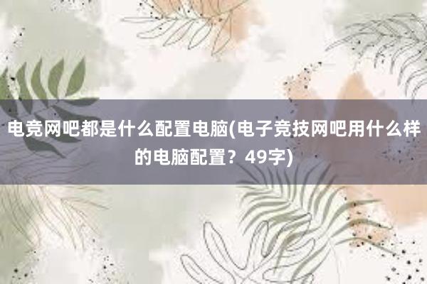 电竞网吧都是什么配置电脑(电子竞技网吧用什么样的电脑配置？49字)