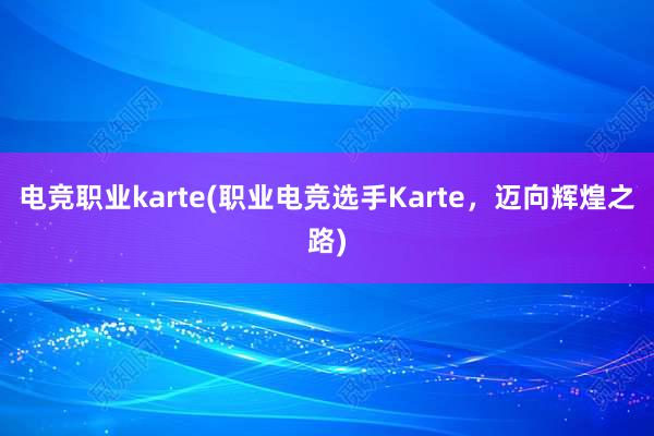 电竞职业karte(职业电竞选手Karte，迈向辉煌之路)