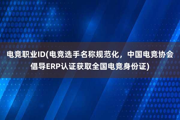 电竞职业ID(电竞选手名称规范化，中国电竞协会倡导ERP认证获取全国电竞身份证)