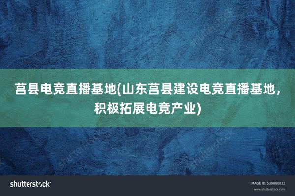 莒县电竞直播基地(山东莒县建设电竞直播基地，积极拓展电竞产业)