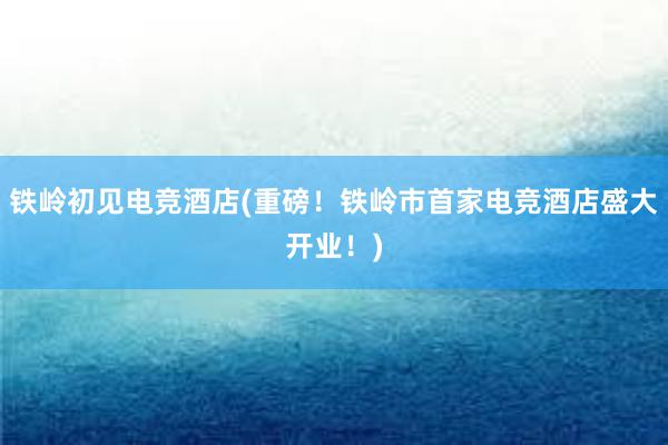 铁岭初见电竞酒店(重磅！铁岭市首家电竞酒店盛大开业！)