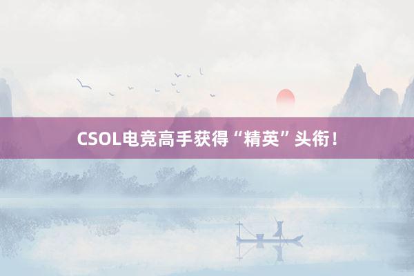 CSOL电竞高手获得“精英”头衔！