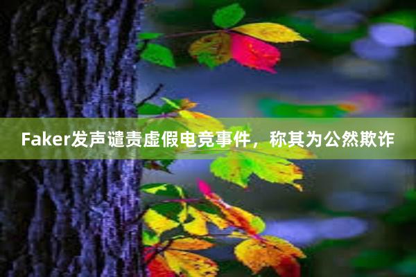 Faker发声谴责虚假电竞事件，称其为公然欺诈