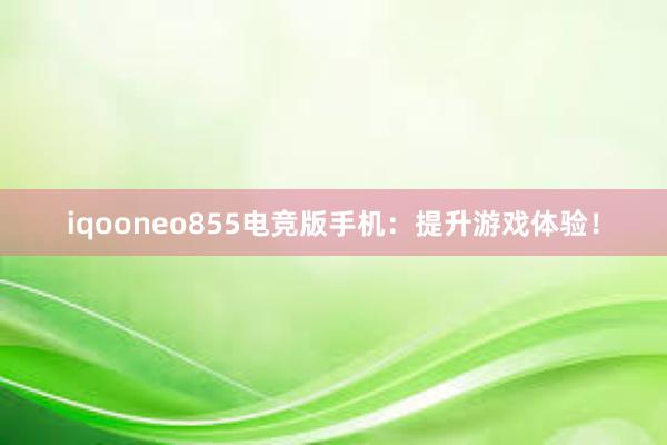 iqooneo855电竞版手机：提升游戏体验！