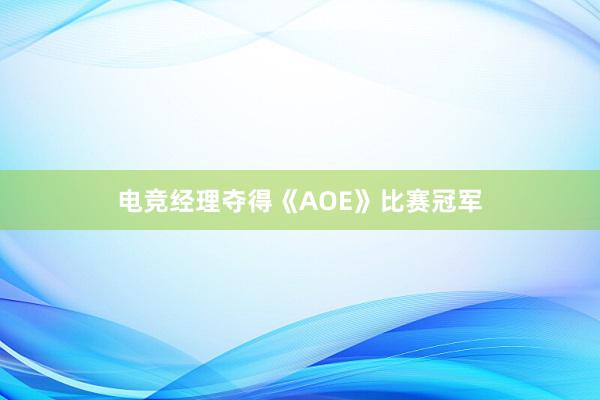 电竞经理夺得《AOE》比赛冠军