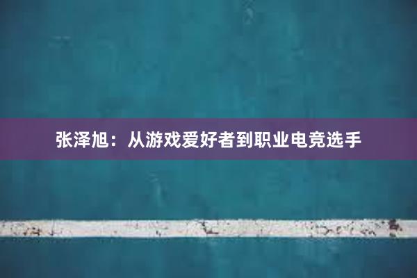 张泽旭：从游戏爱好者到职业电竞选手