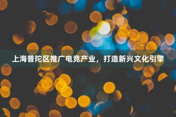 上海普陀区推广电竞产业，打造新兴文化引擎