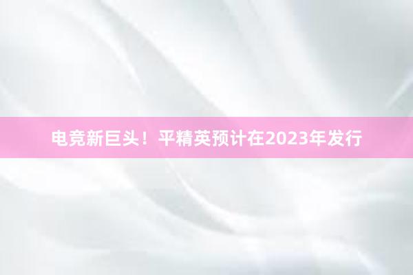 电竞新巨头！平精英预计在2023年发行