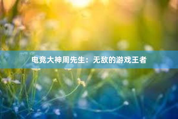 电竞大神周先生：无敌的游戏王者