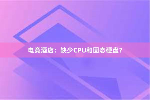 电竞酒店：缺少CPU和固态硬盘？