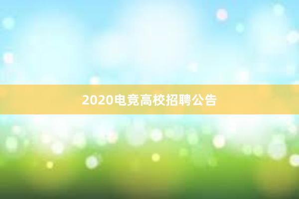 2020电竞高校招聘公告